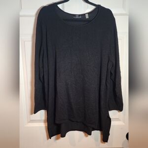 Tahari Stretchy Black Long Sleeve Sweater Top 3X